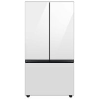 Samsung - Bespoke 24 cu. ft. Counter Depth 3-Door French Door Refrigerator with Beverage Center - White glass - Front_Zoom