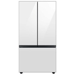 Samsung - Bespoke 24 cu. ft. Counter Depth 3-Door French Door Refrigerator with Beverage Center - White Glass - Front_Zoom