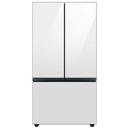 Samsung - BESPOKE 24 cu. ft. 3-Door French Door Counter Depth Smart Refrigerator with Beverage Center - White Glass