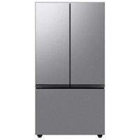 Samsung - BESPOKE 24 cu. ft. French Door Counter Depth Smart Refrigerator with Beverage Center - Stainless Steel - Front_Zoom