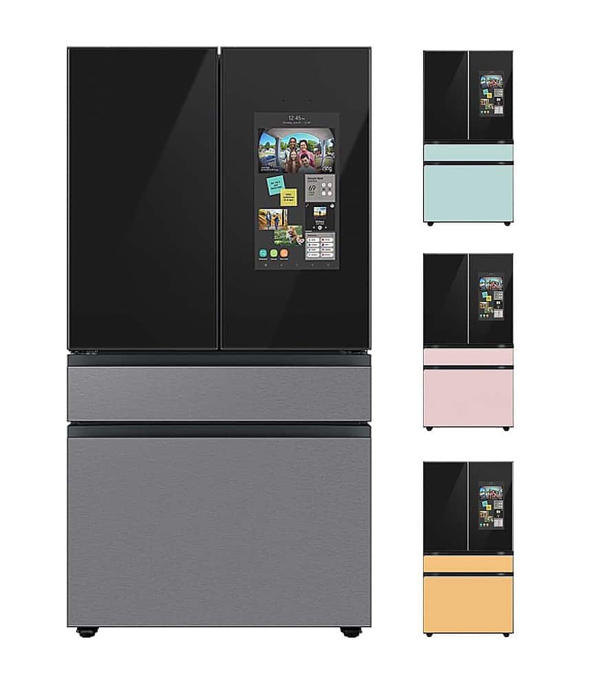 Left. Samsung - BESPOKE 29 cu. ft. 4-Door French Door Smart Refrigerator with Family Hub - Custom Panel Ready.