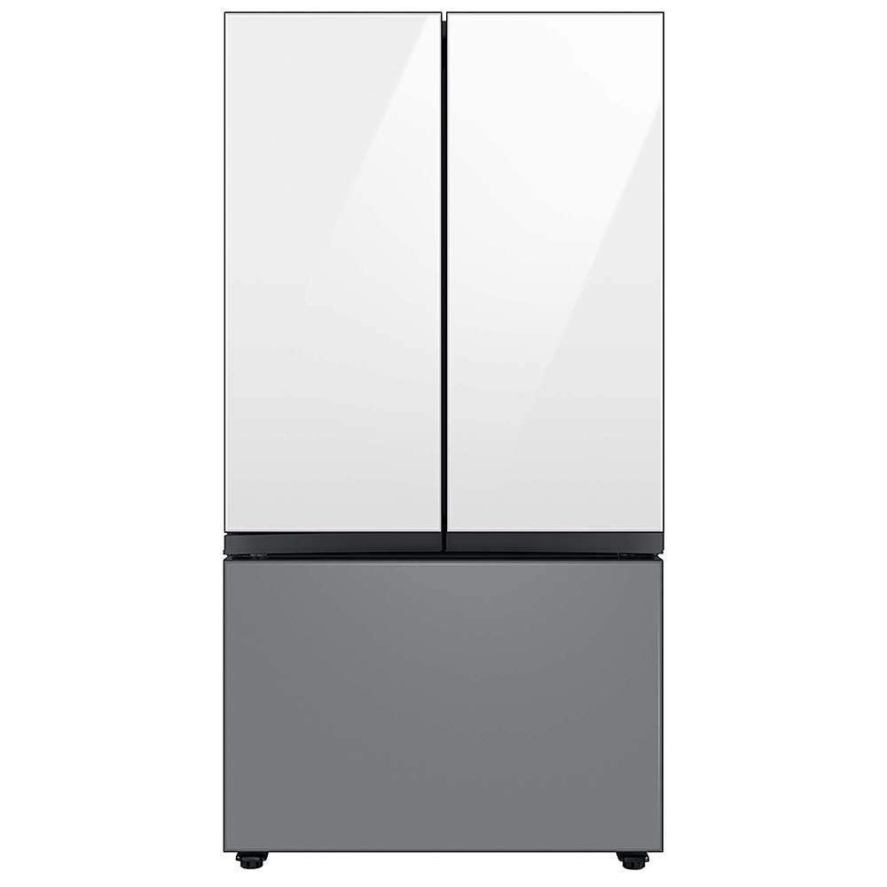Angle View: Samsung - BESPOKE 24 cu. ft. 3-Door French Door Counter Depth Smart Refrigerator with Beverage Center - Custom Panel Ready