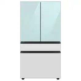 Samsung - BESPOKE 23 cu. ft. 4-Door French Door Counter Depth Smart Refrigerator with Beverage Center - Morning Blue Glass