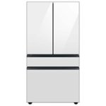 Front. Samsung - BESPOKE 29 cu. ft. 4-Door French Door Smart Refrigerator with Beverage Center - White Glass.