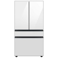 Samsung - BESPOKE 29 cu. ft. 4-Door French Door Smart Refrigerator with Beverage Center - White Glass - Front_Zoom