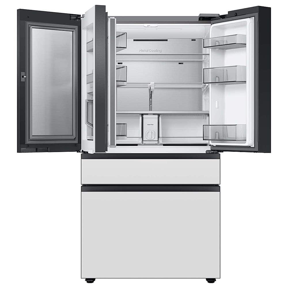 Alt View 14. Samsung - BESPOKE 29 cu. ft. 4-Door French Door Smart Refrigerator with Beverage Center - White Glass.