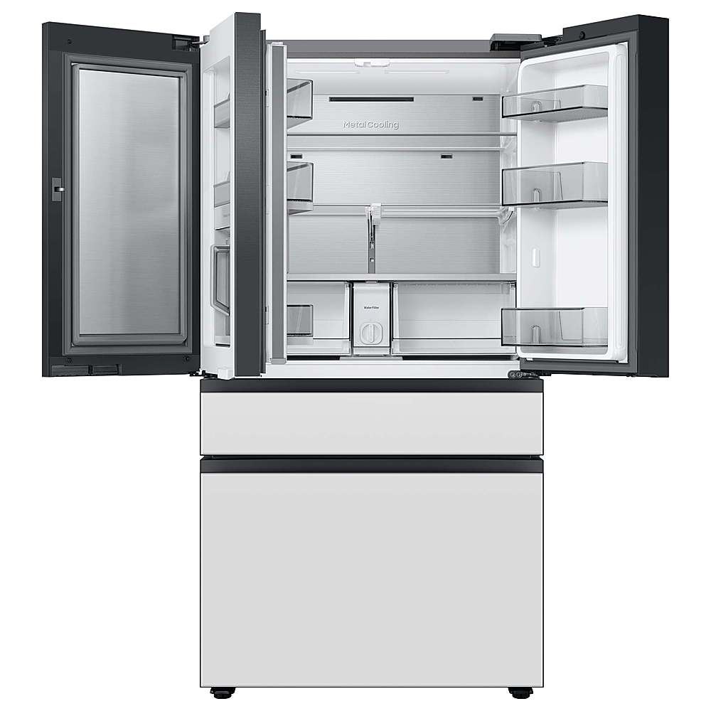 Alt View 14. Samsung - BESPOKE 29 cu. ft. 4-Door French Door Smart Refrigerator with Beverage Center - White Glass.