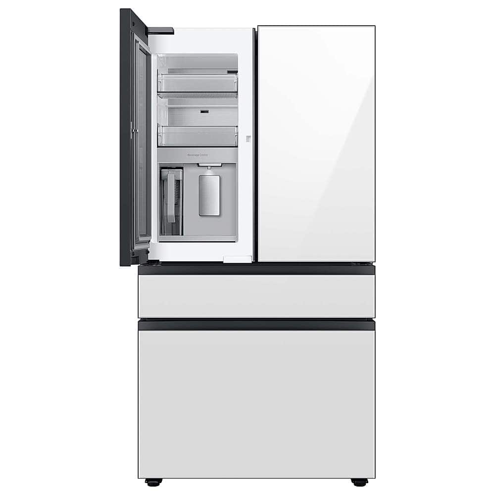 Alt View 11. Samsung - BESPOKE 29 cu. ft. 4-Door French Door Smart Refrigerator with Beverage Center - White Glass.