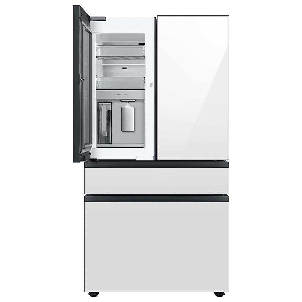 Alt View 11. Samsung - BESPOKE 29 cu. ft. 4-Door French Door Smart Refrigerator with Beverage Center - White Glass.
