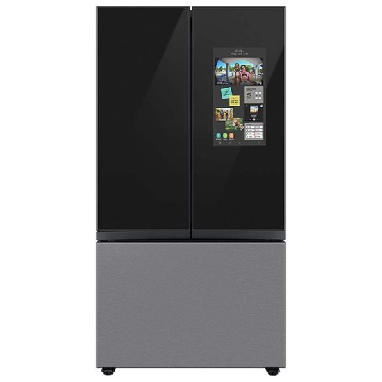 Samsung – 30 cu. ft. Bespoke 3-Door French Door Refrigerator with Family Hub – Charcoal Glass