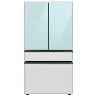Samsung - BESPOKE 29 cu. ft 4-Door French Door Smart Refrigerator with Beverage Center - Morning Blue Glass