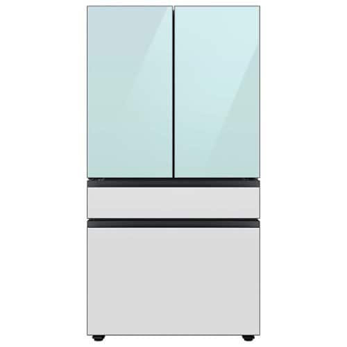 Samsung - 36 in. Wide BESPOKE 29 cu. ft 4-Door French Door Smart Refrigerator with Beverage Center - Morning Blue Glass