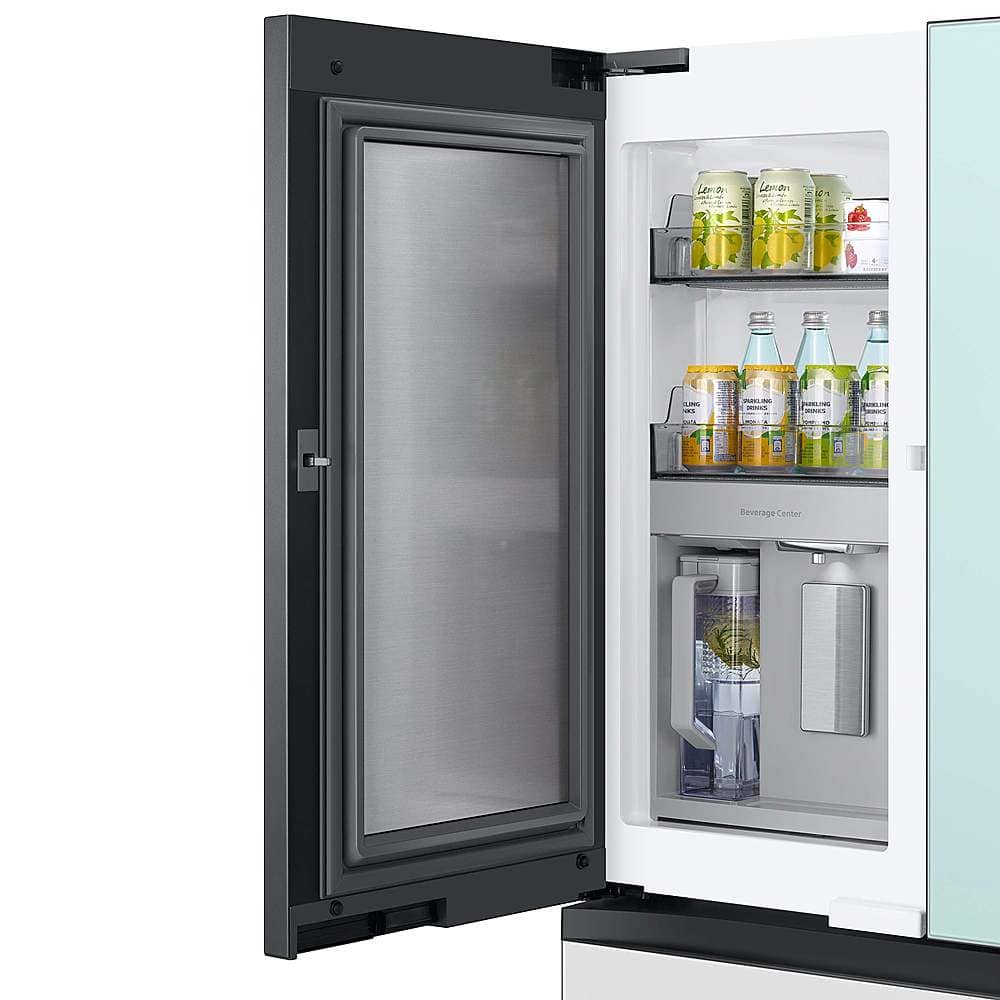 Alt View 17. Samsung - BESPOKE 29 cu. ft 4-Door French Door Smart Refrigerator with Beverage Center - Morning Blue Glass.