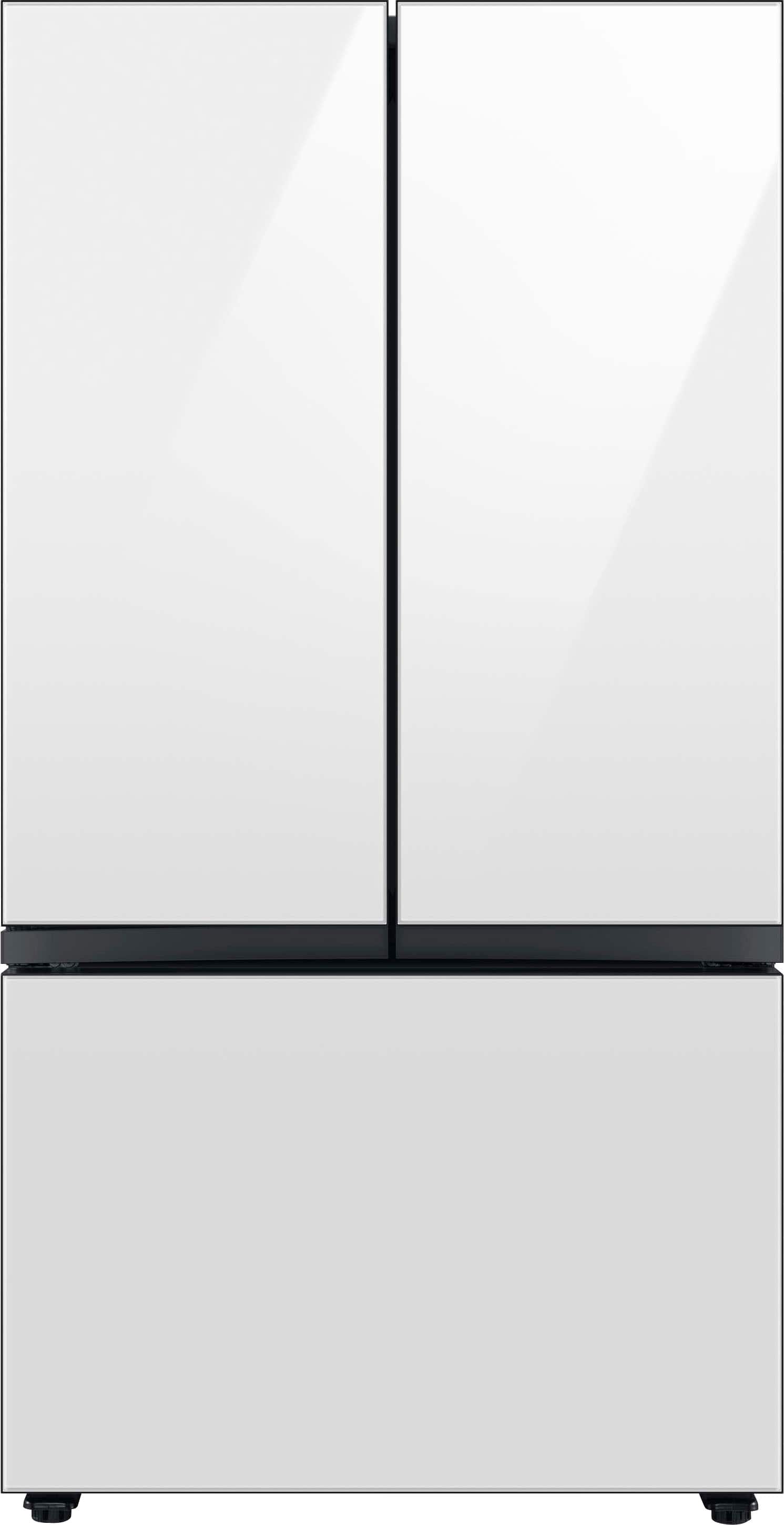 Samsung - BESPOKE 30 cu. ft. 3-Door French Door Smart Refrigerator with Beverage Center - White Glass - Front_Zoom