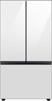 Samsung - BESPOKE 30 cu. ft. 3-Door French Door Smart Refrigerator with Beverage Center - White Glass - Front_Zoom
