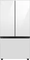 Samsung - BESPOKE 30 cu. ft. 3-Door French Door Smart Refrigerator with Beverage Center - White Glass - Front_Zoom