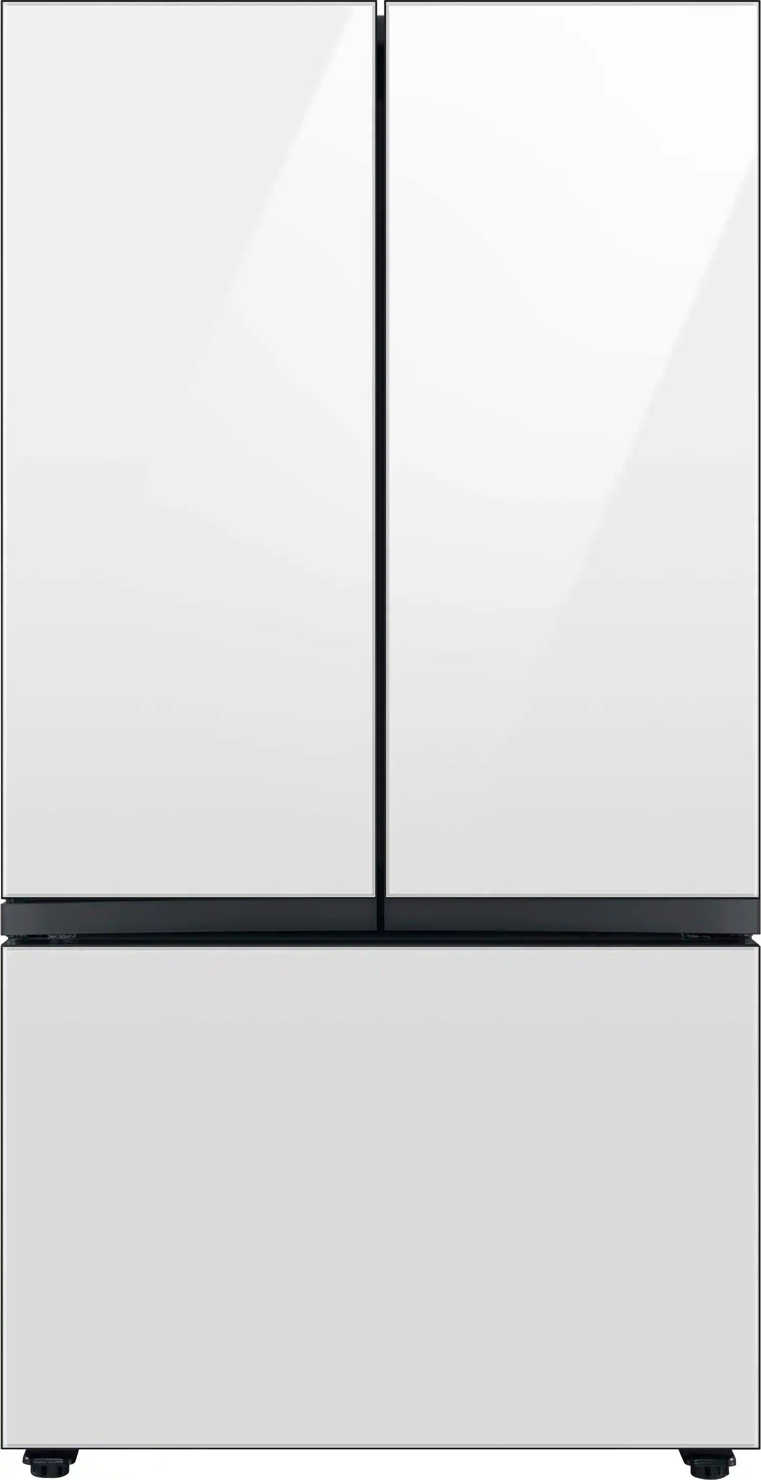Front. Samsung - BESPOKE 30 cu. ft. 3-Door French Door Smart Refrigerator with Beverage Center - White Glass.
