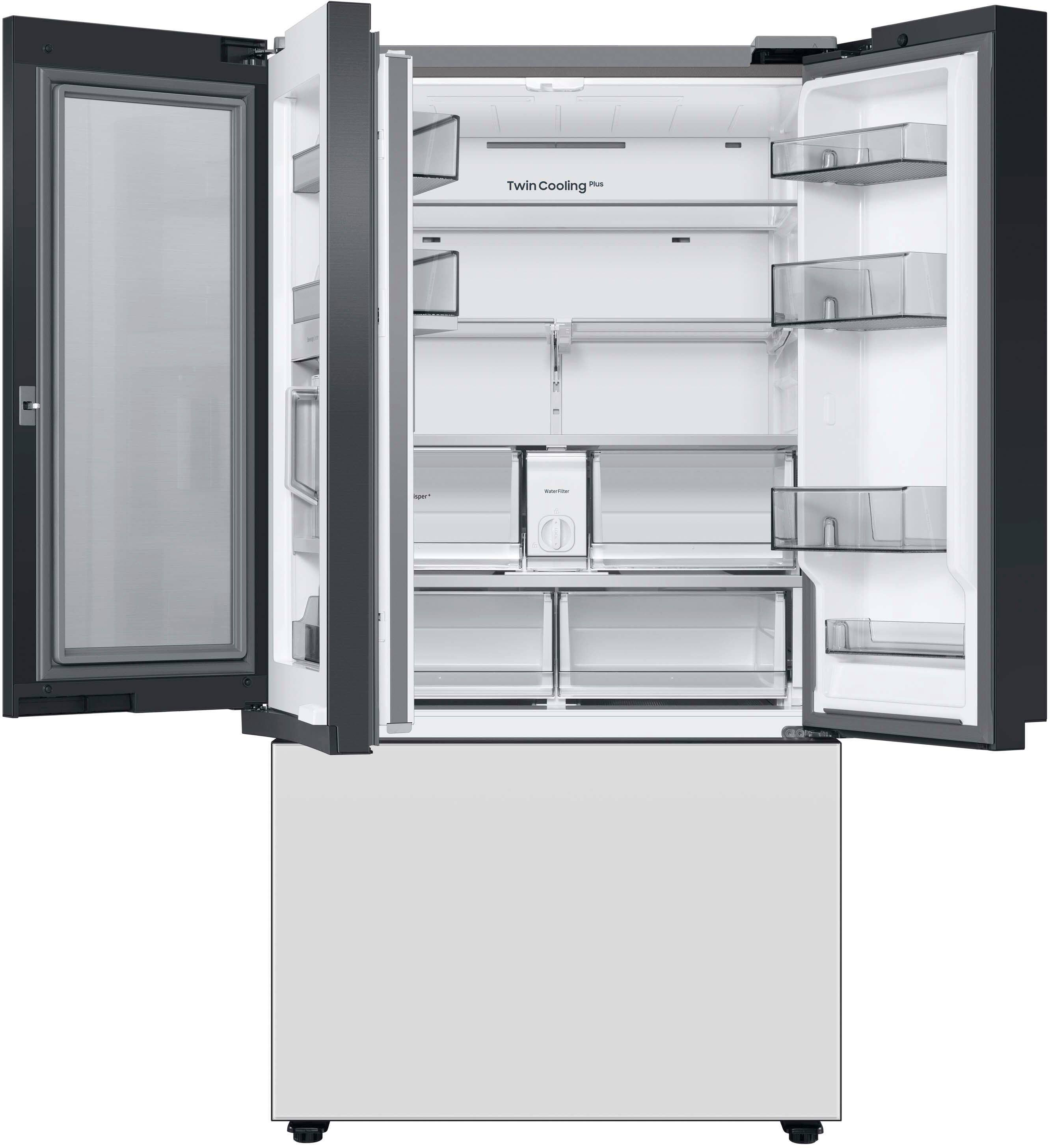 Alt View 13. Samsung - BESPOKE 30 cu. ft. 3-Door French Door Smart Refrigerator with Beverage Center - White Glass.