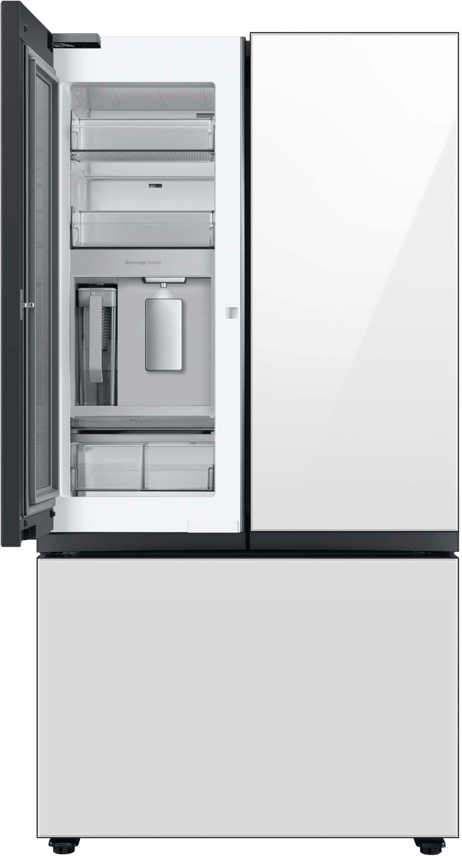 Alt View 14. Samsung - BESPOKE 30 cu. ft. 3-Door French Door Smart Refrigerator with Beverage Center - White Glass.