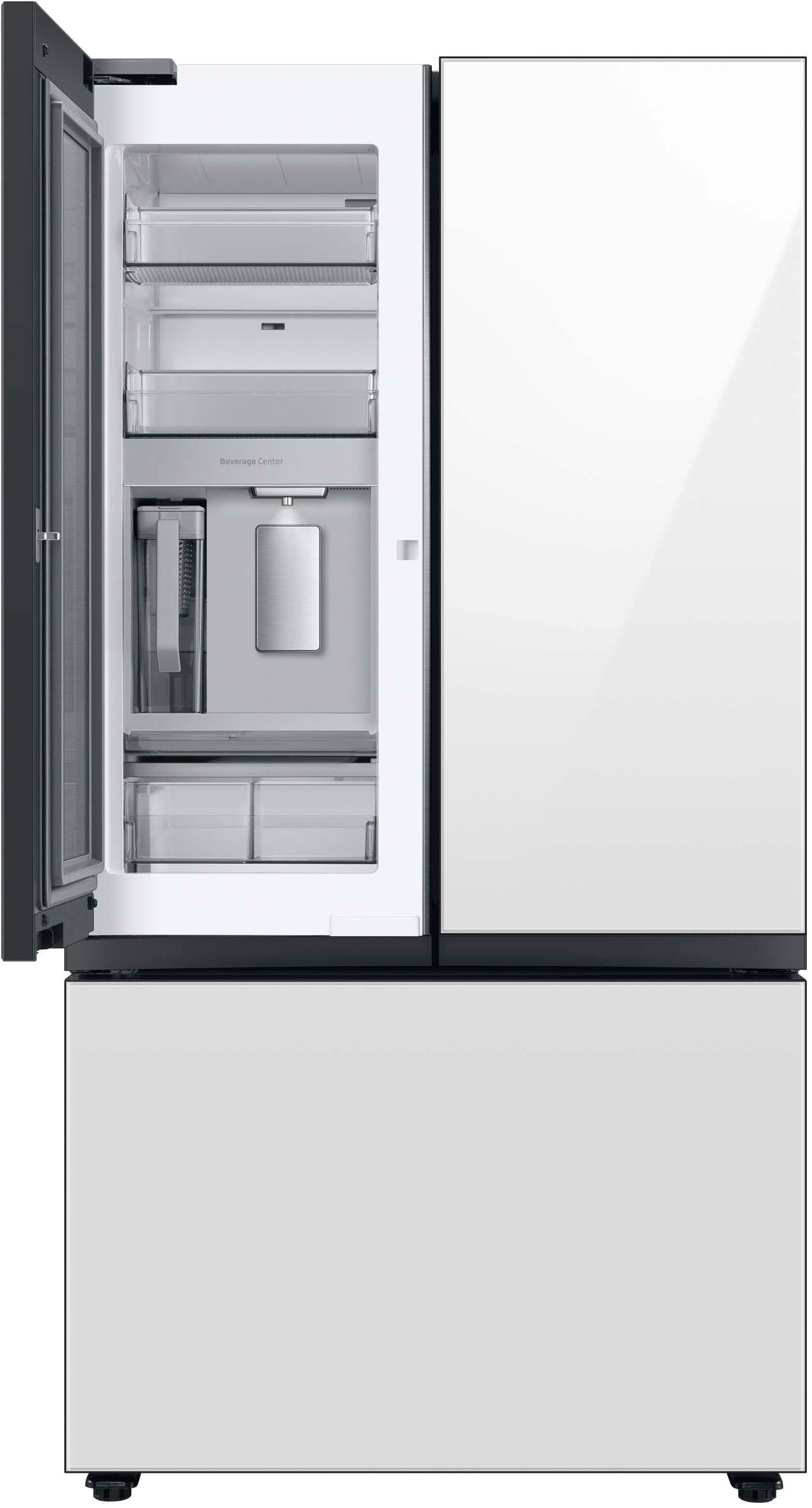Alt View 14. Samsung - BESPOKE 30 cu. ft. 3-Door French Door Smart Refrigerator with Beverage Center - White Glass.