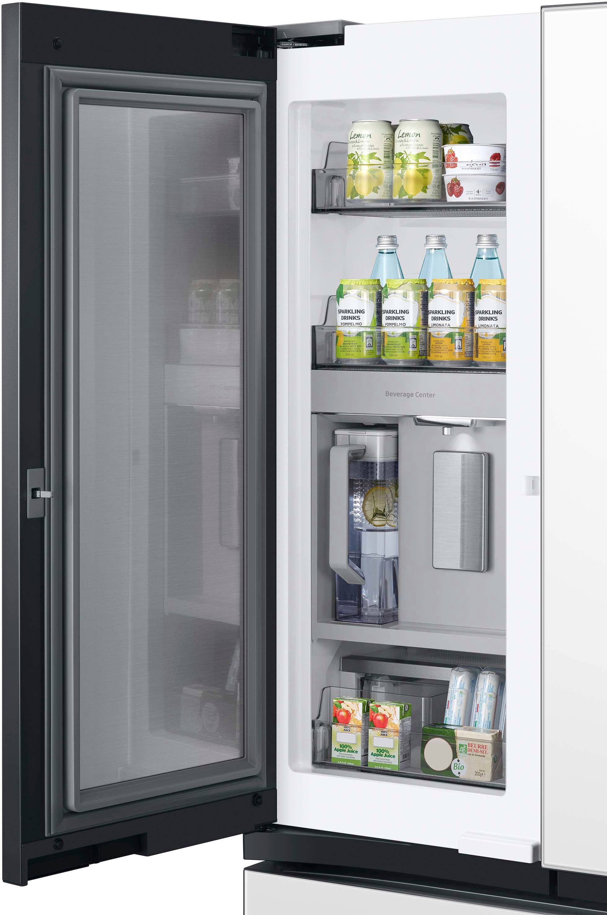 Alt View 17. Samsung - BESPOKE 30 cu. ft. 3-Door French Door Smart Refrigerator with Beverage Center - White Glass.