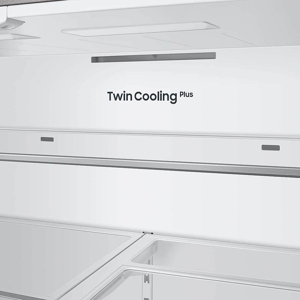 Alt View 23. Samsung - BESPOKE 30 cu. ft. 3-Door French Door Smart Refrigerator with Beverage Center - White Glass.