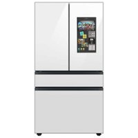 Samsung - Bespoke 23 cu. ft. Counter Depth 4-Door French Door Refrigerator with Family Hub - White glass - Front_Zoom