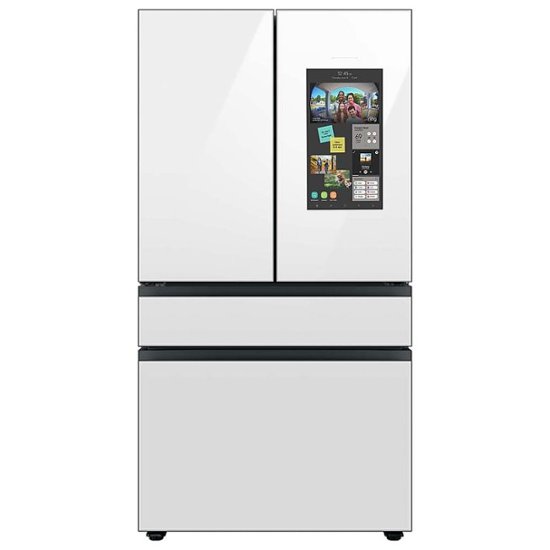 Samsung - BESPOKE 23 cu. ft. 4-Door French Door Counter Depth Smart Refrigerator with Family Hub - Custom Panel Ready - Angle_Zoom