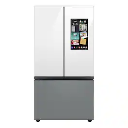 Samsung - BESPOKE 30 cu. ft 3-Door French Door Smart Refrigerator with Family Hub - Gray Glass