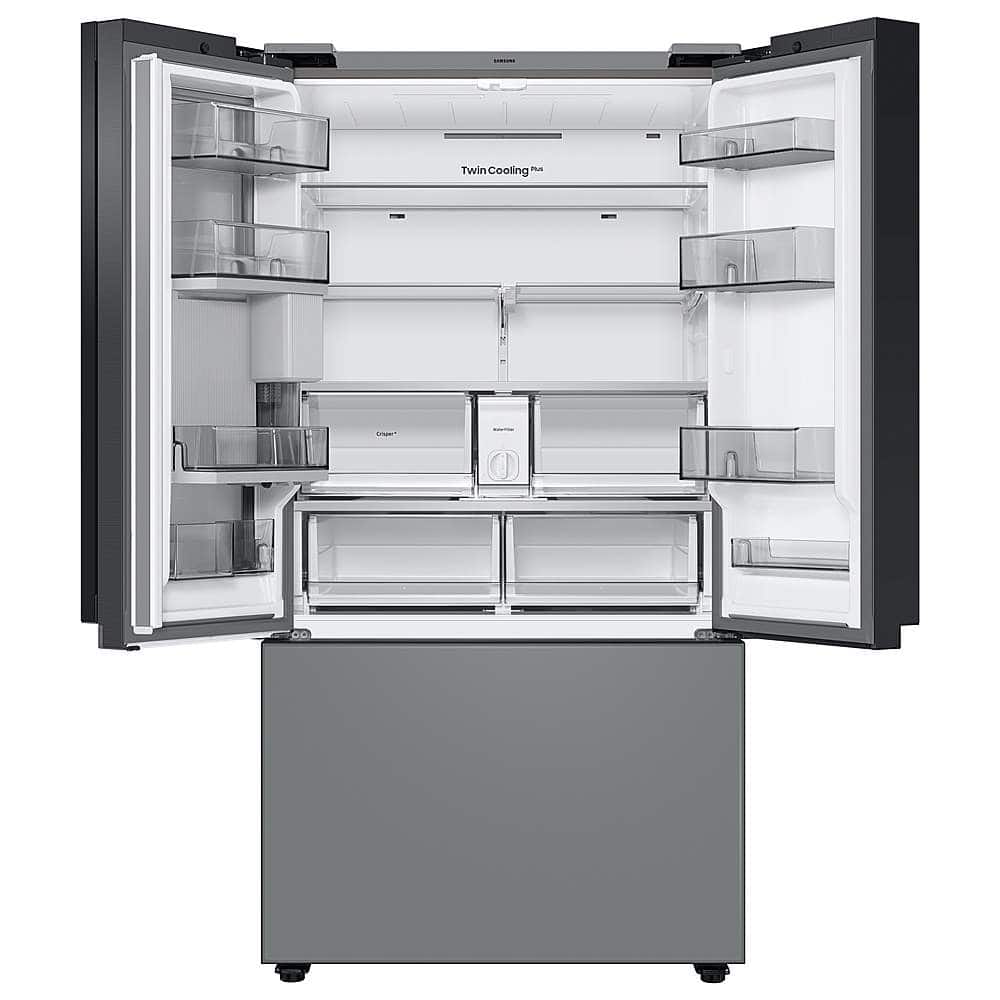 Alt View 14. Samsung - BESPOKE 30 cu. ft 3-Door French Door Smart Refrigerator with Family Hub - Gray Glass.