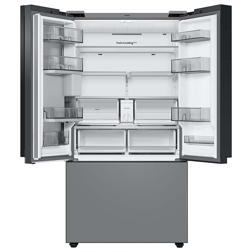 Alt View 14. Samsung - BESPOKE 30 cu. ft 3-Door French Door Smart Refrigerator with Family Hub - Gray Glass.