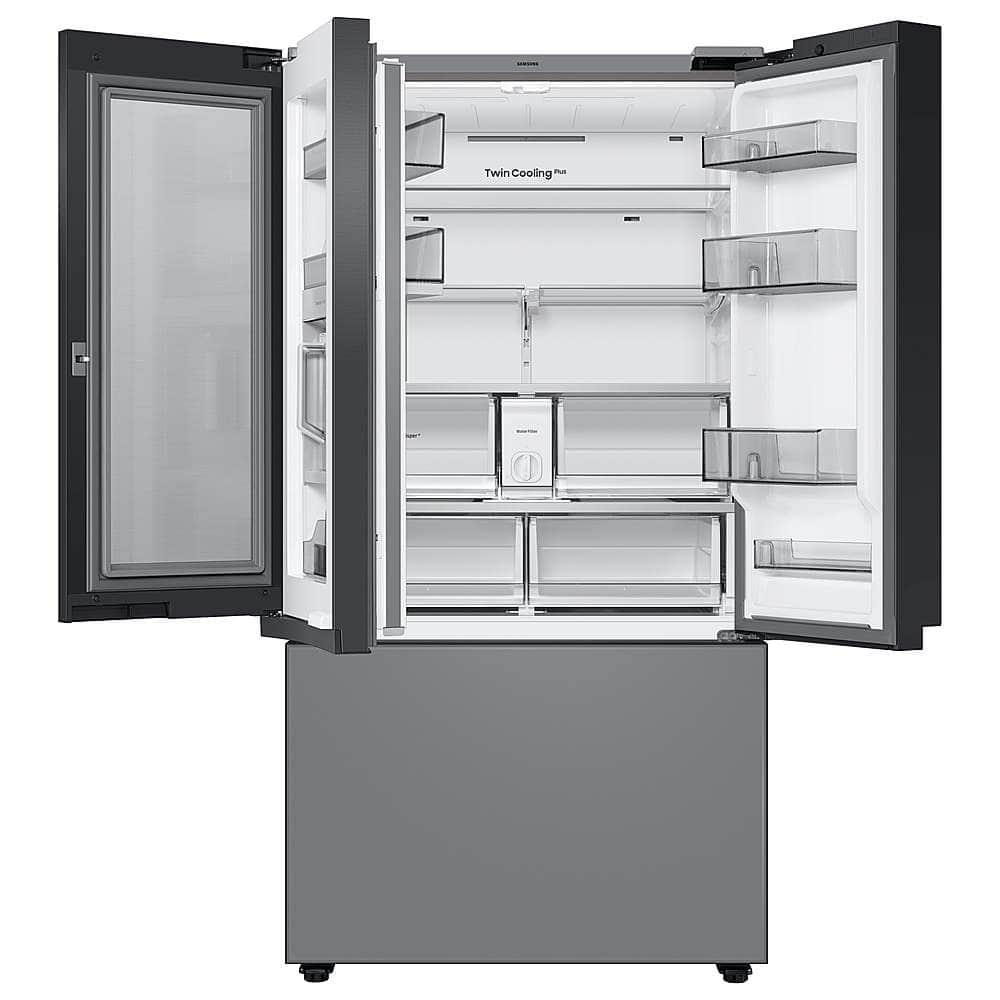 Alt View 15. Samsung - BESPOKE 30 cu. ft 3-Door French Door Smart Refrigerator with Family Hub - Gray Glass.