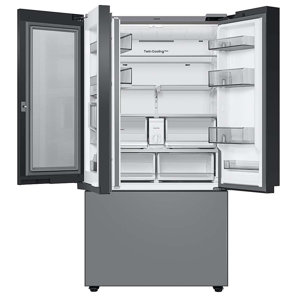 Alt View 15. Samsung - BESPOKE 30 cu. ft 3-Door French Door Smart Refrigerator with Family Hub - Gray Glass.