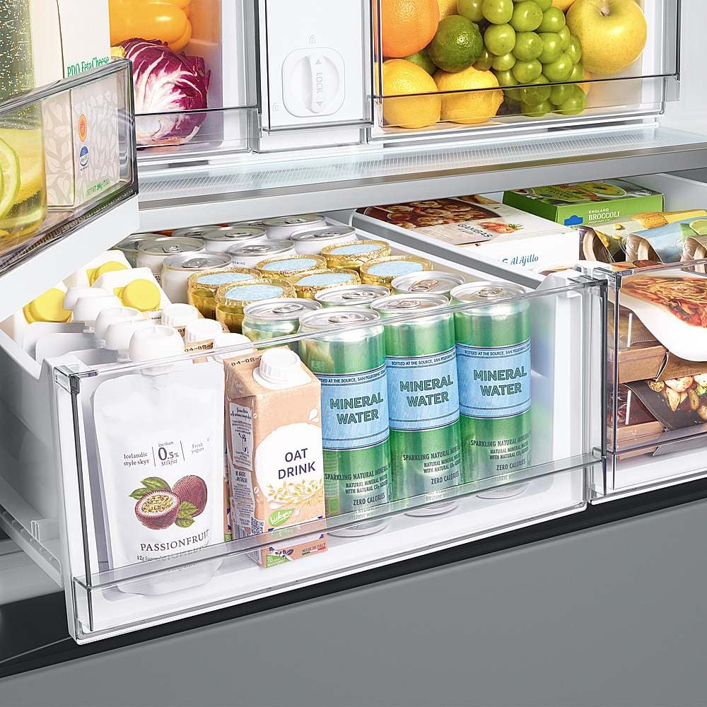 Alt View 20. Samsung - BESPOKE 30 cu. ft 3-Door French Door Smart Refrigerator with Family Hub - Gray Glass.