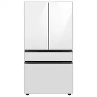 Samsung - BESPOKE 23 cu. ft. 4-Door French Door Counter Depth Smart Refrigerator with Beverage Center - White Glass - Front_Zoom