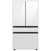 Samsung - BESPOKE 23 cu. ft. French Door Counter Depth Smart Refrigerator with Beverage Center - White Glass - Front_Zoom