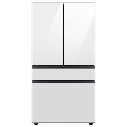 Samsung - 36 in. Wide BESPOKE 23 cu. ft. 4-Door French Door Counter Depth Smart Refrigerator with Beverage Center - White Glass