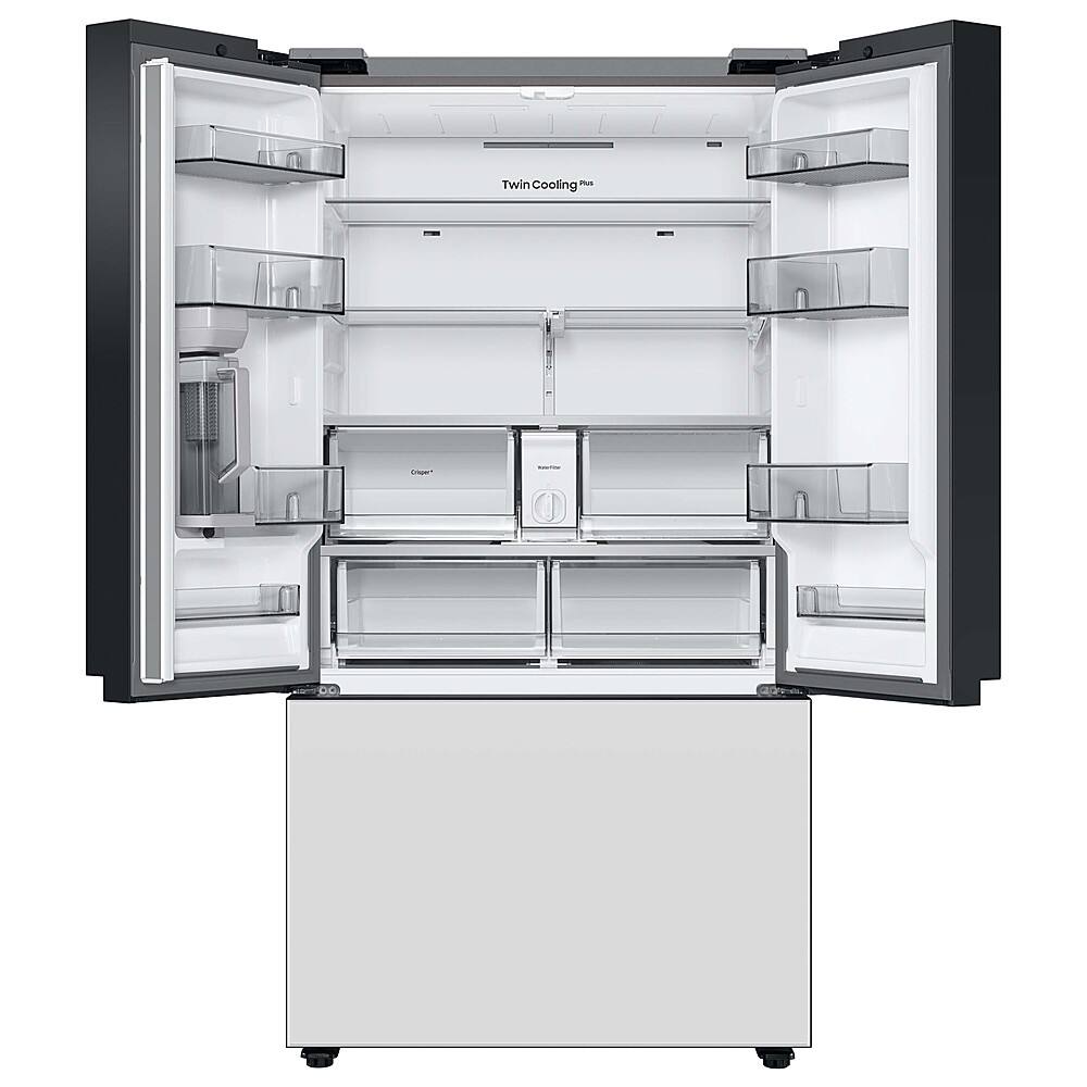 Alt View 12. Samsung - BESPOKE 24 cu. ft. 3-Door French Door Counter Depth Smart Refrigerator with AutoFill Water Pitcher - White Glass.