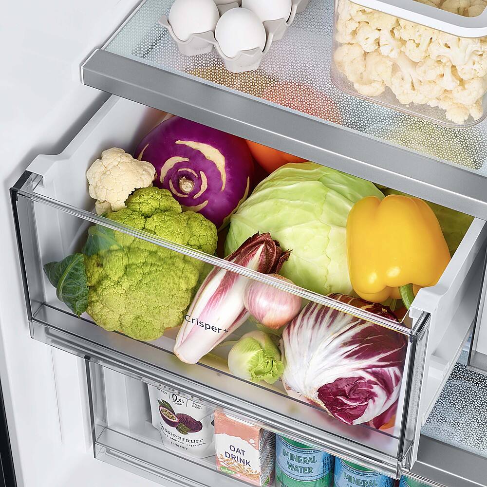 Alt View 21. Samsung - BESPOKE 24 cu. ft. 3-Door French Door Counter Depth Smart Refrigerator with AutoFill Water Pitcher - White Glass.