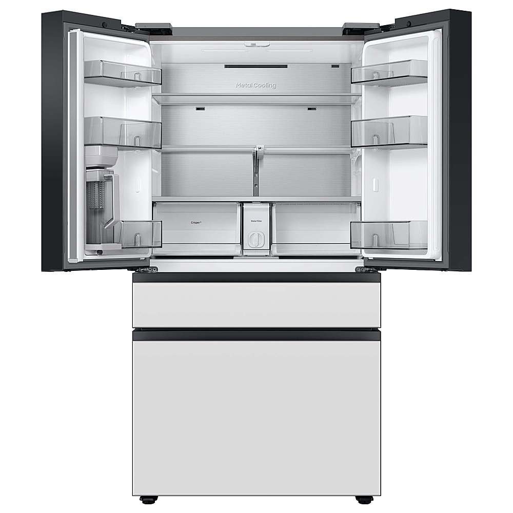 Alt View 12. Samsung - BESPOKE 23 cu. ft. 4-Door French Door Counter Depth Smart Refrigerator with AutoFill Water Pitcher - White Glass.