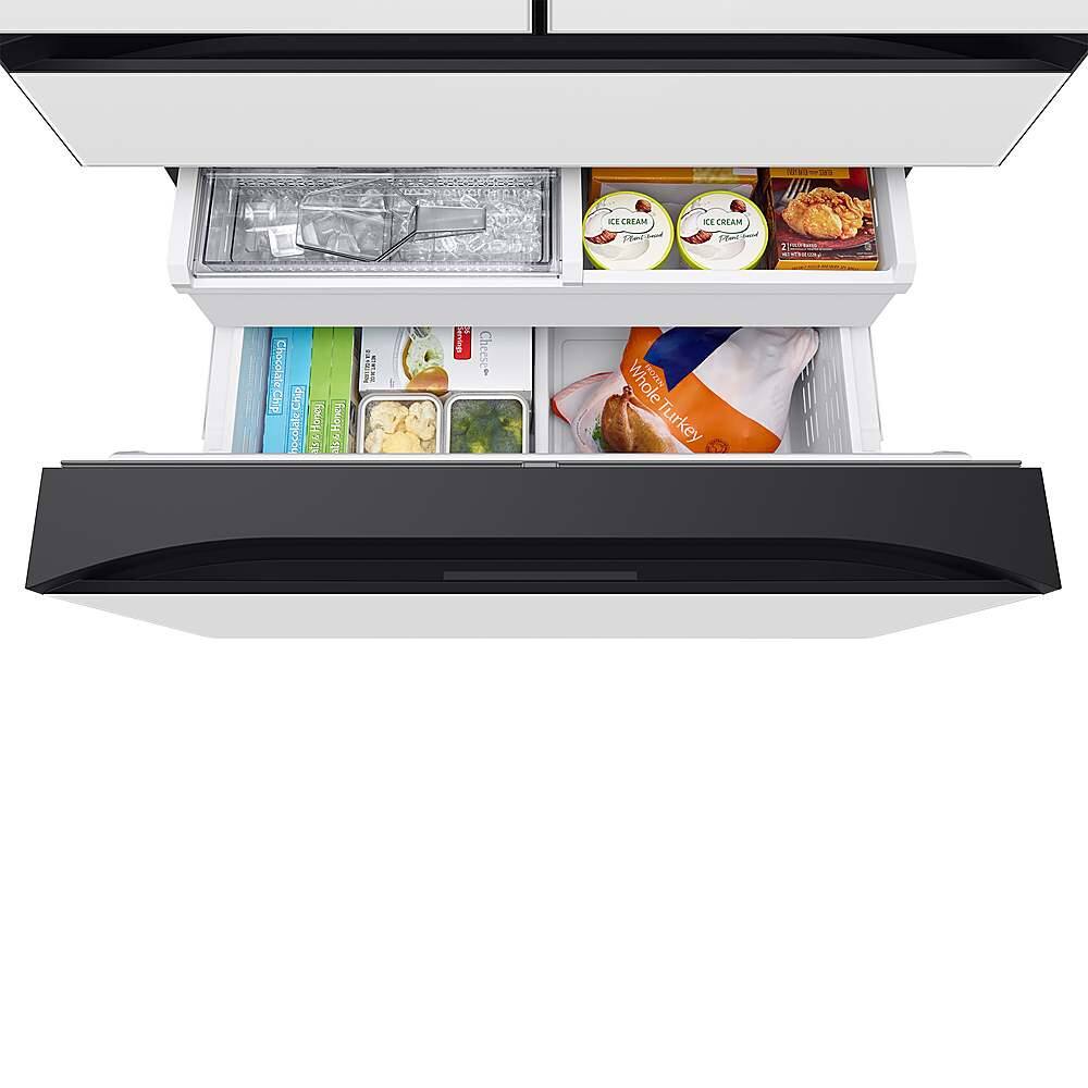 Alt View 18. Samsung - BESPOKE 23 cu. ft. 4-Door French Door Counter Depth Smart Refrigerator with AutoFill Water Pitcher - White Glass.