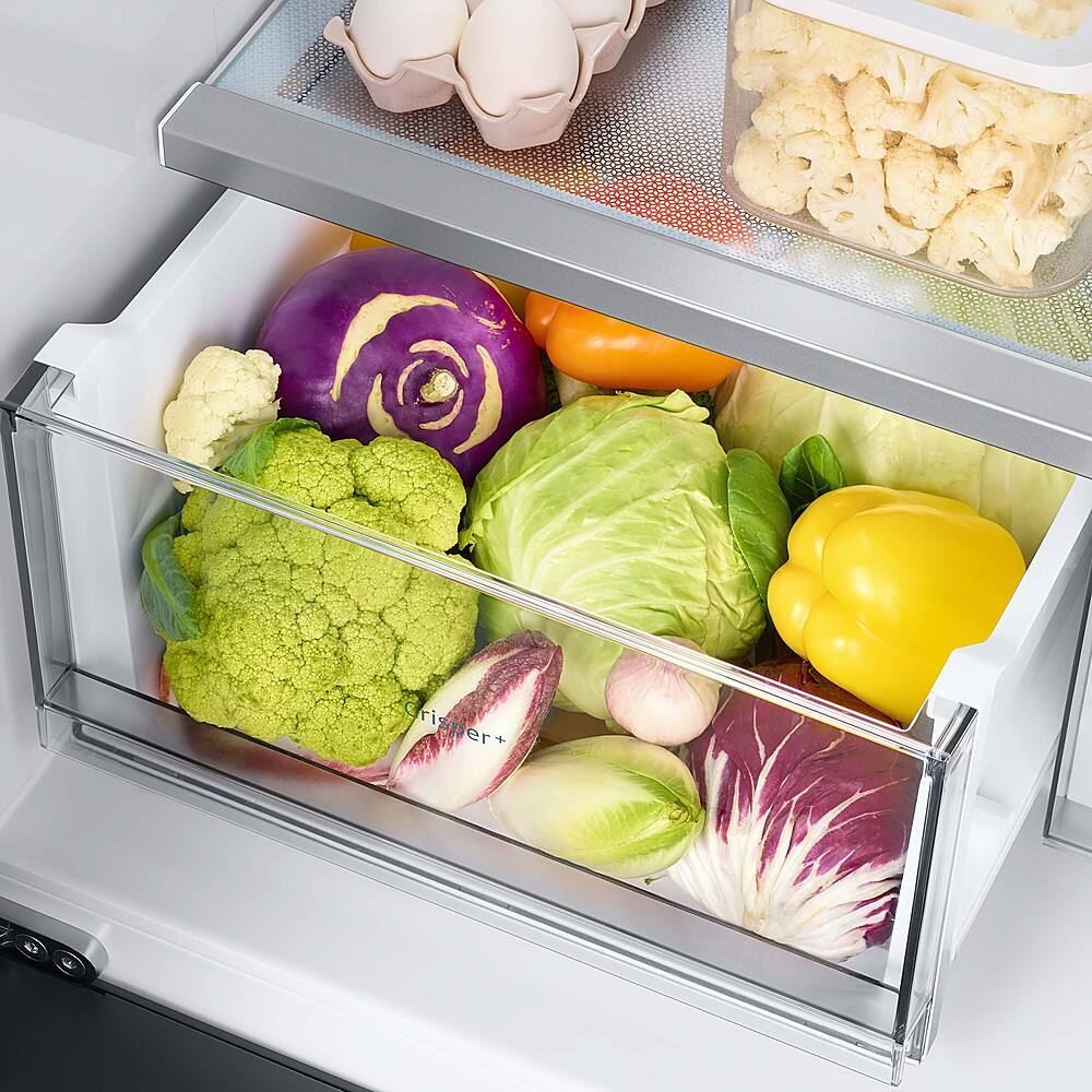 Alt View 21. Samsung - BESPOKE 23 cu. ft. 4-Door French Door Counter Depth Smart Refrigerator with AutoFill Water Pitcher - White Glass.
