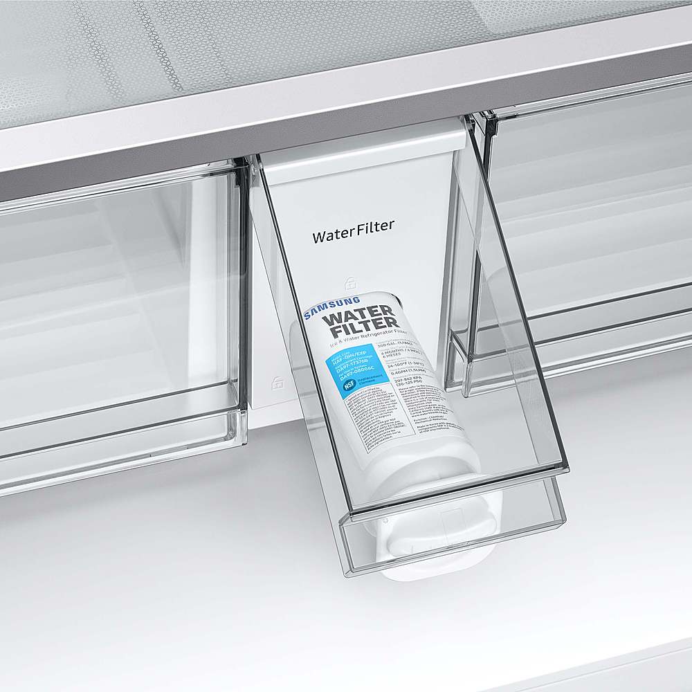 Alt View 22. Samsung - BESPOKE 23 cu. ft. 4-Door French Door Counter Depth Smart Refrigerator with AutoFill Water Pitcher - White Glass.