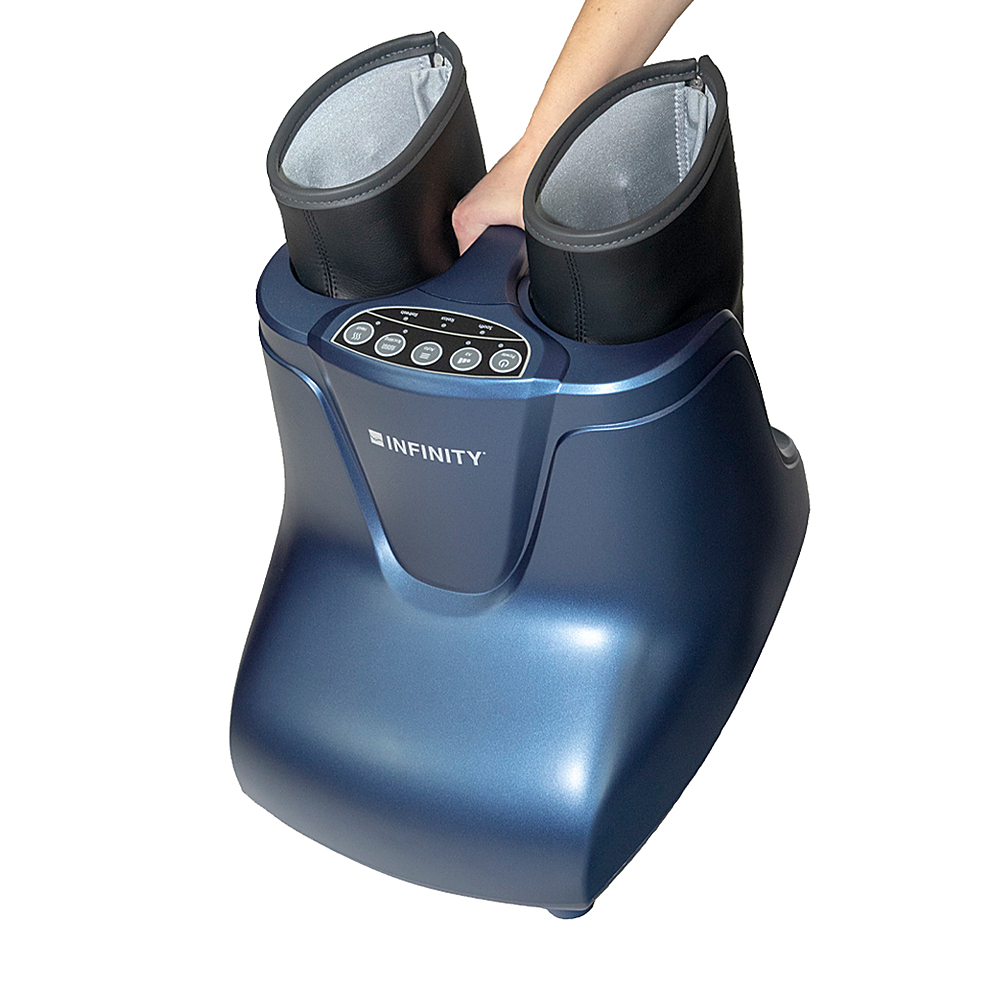 Left View: Infinity - Foot and Calf Massager - Blue