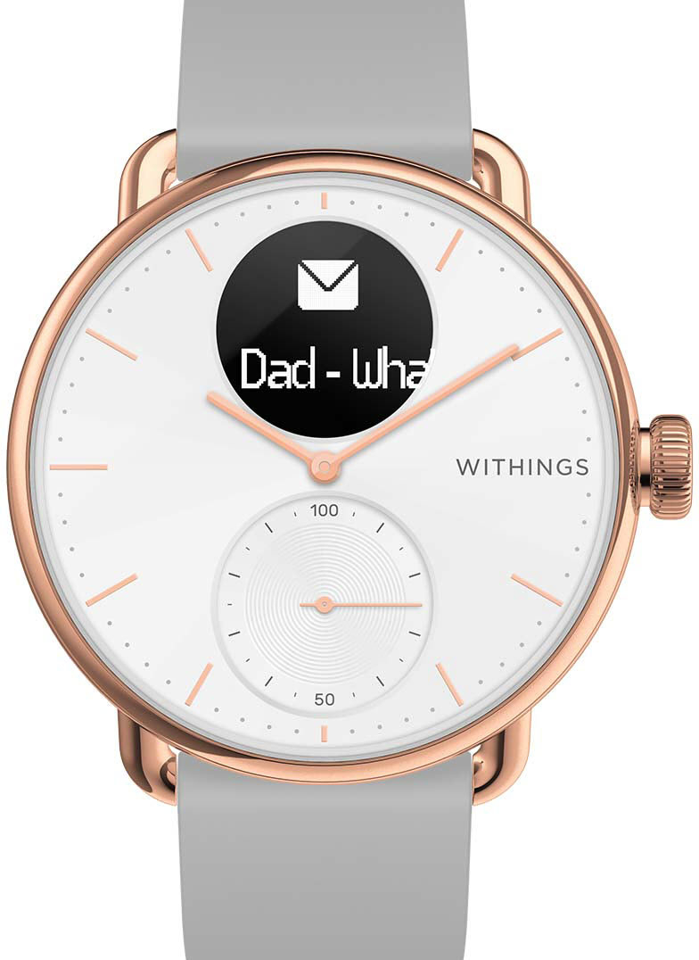 Back View: Withings - Scanwatch - Hybrid Smartwatch with ECG, heart rate and oximeter - 38mm - White