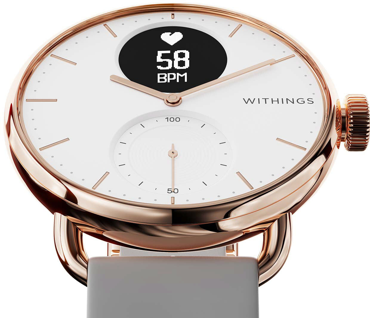 Angle View: Withings - Scanwatch - Hybrid Smartwatch with ECG, heart rate and oximeter - 38mm - White