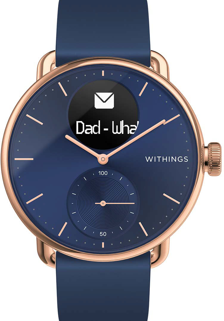 Withings Scanwatch Hybrid Smartwatch ECG, heart rate and oximeter 38mm Blue HWA09-model 6-All-Int - Best Buy