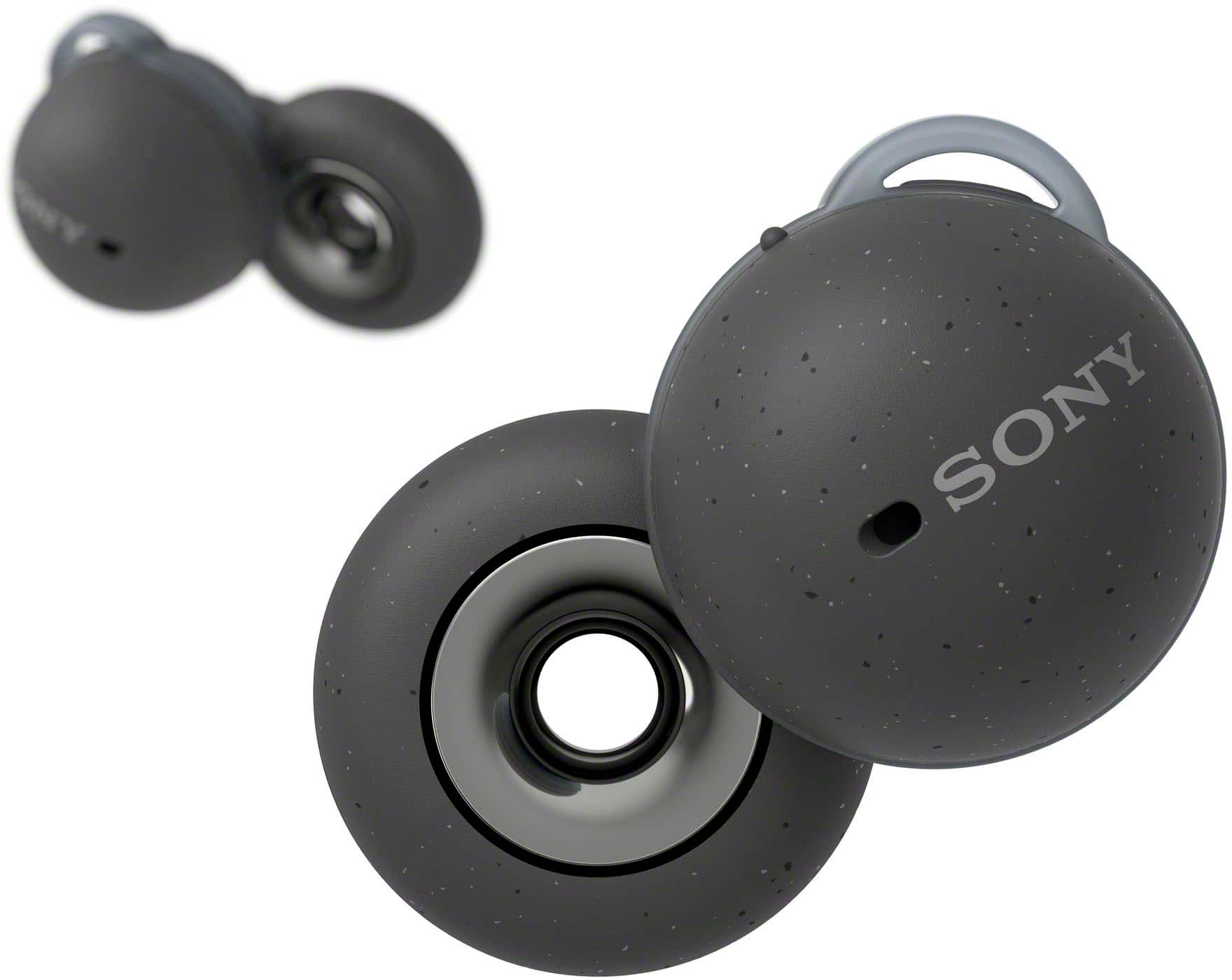 Front. Sony - LinkBuds True Wireless Open-Ear Earbuds - Dark Gray.