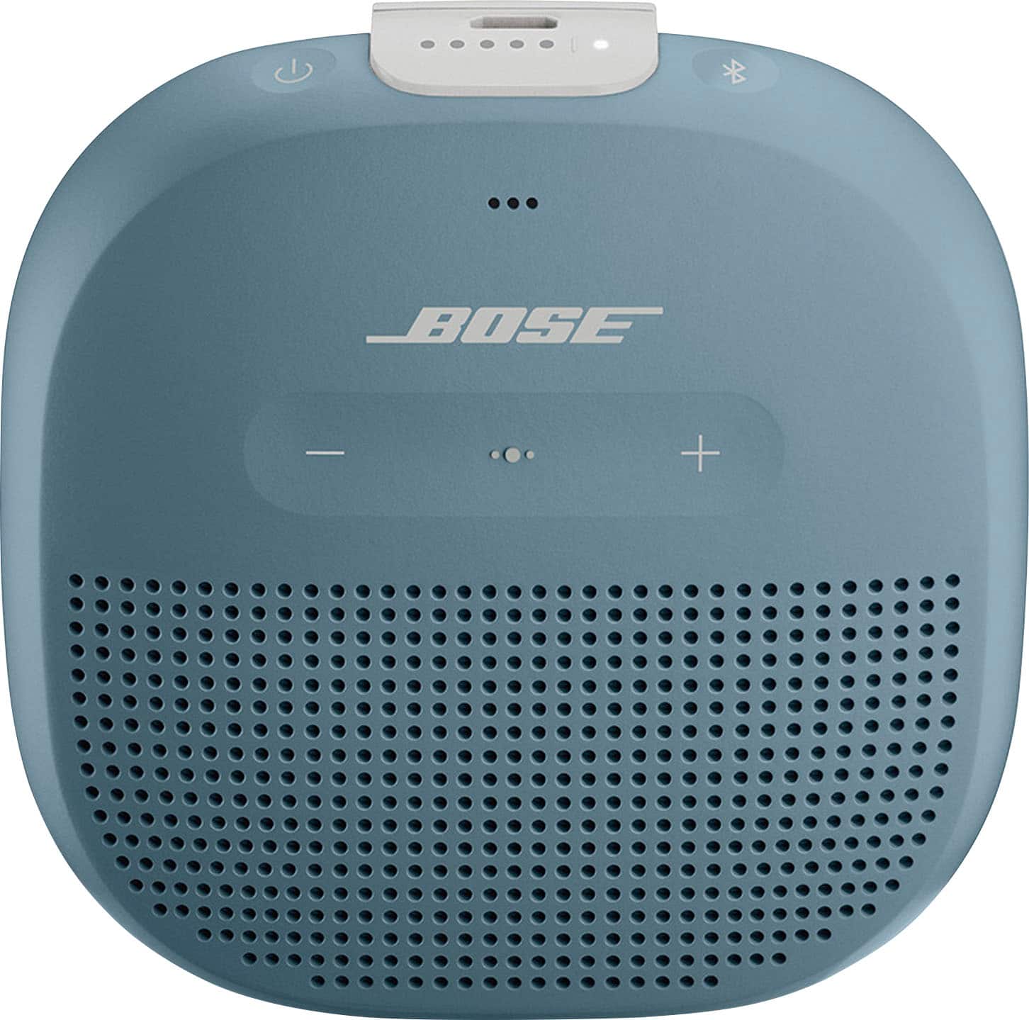 Front. Bose - SoundLink Micro Portable Bluetooth Speaker with Waterproof Design - Stone Blue.