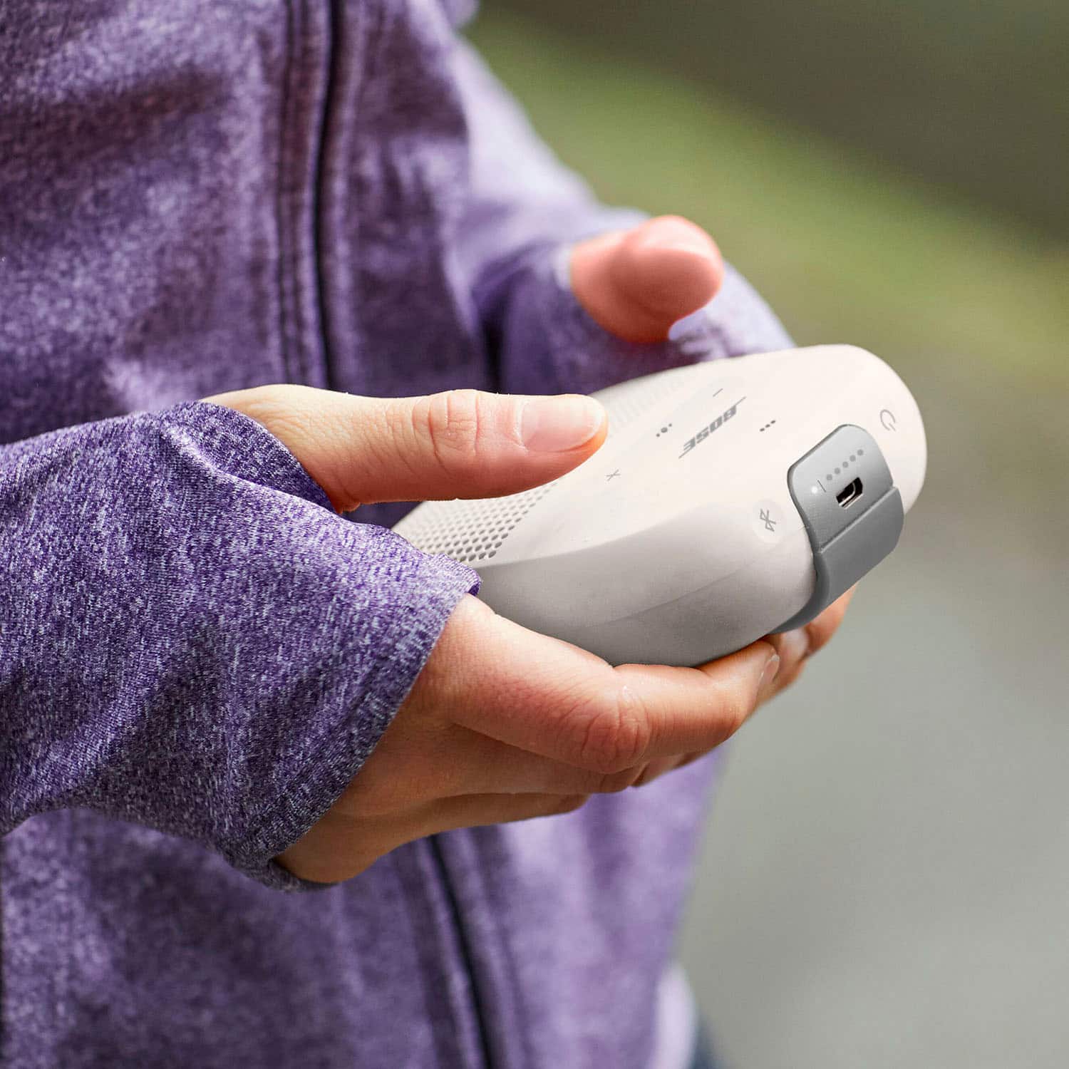 Left. Bose - SoundLink Micro Portable Bluetooth Speaker with Waterproof Design - White Smoke.